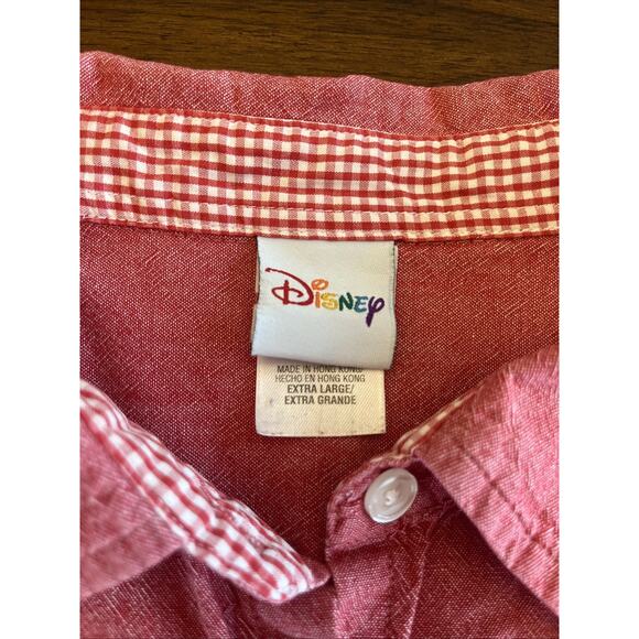 Disney Womens 3/4 Sleeve Button Down Shirt Sz XL “SS Mickey” Red Embroidered - Picture 3 of 8